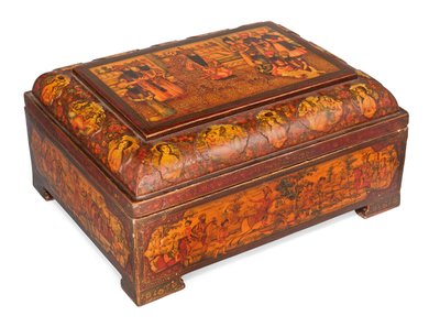 Cofanetto Qajar (cartapesta laccata) da Iranian School