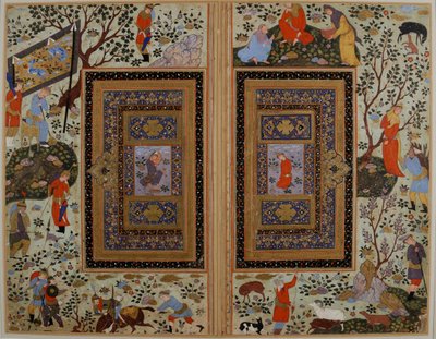 Doppia pagina. Iran, Isfahan da Iranian master.