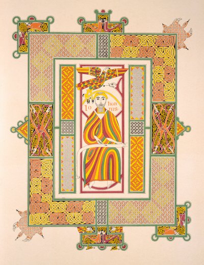 San Giovanni Evangelista, da una copia facsimile dei Vangeli di Mac Regol, pubblicata da Day & Son da Irish School