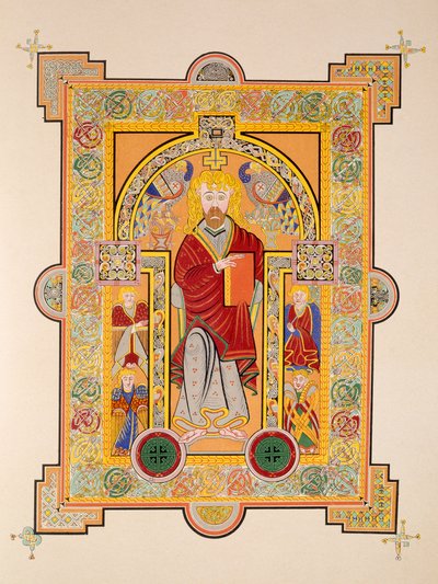 San Matteo, da una copia facsimile del Libro di Kells, pub. da Day & Son da Irish School