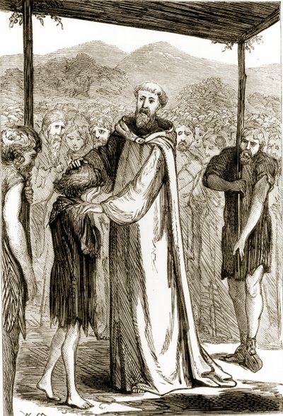 San Columba benedice un ragazzo selvaggio, da The Trias Thaumaturga, o Tre santi miracolosi d