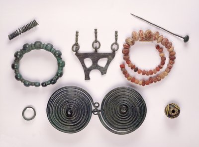 Gioielli trovati in una tomba femminile a Hallstatt, Celtico da Iron Age