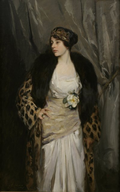Gladys Wiles in un cappotto di leopardo (Il cappotto di leopardo) da Irving Ramsay Wiles