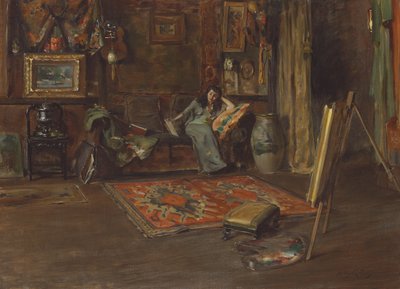 Interno dello studio di William Merritt Chase in Tenth Street da Irving Ramsay Wiles