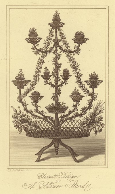 Design elegante per un portafiori (incisione) da Isaac (after) Cruikshank