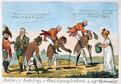 Salto della rana militare, o suggerimenti per giovani gentiluomini da Isaac (after) Cruikshank