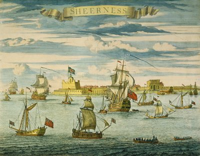 Sheerness, Kent, inciso da Johannes Kip (1652-1722) da Isaac (after) Sailmaker