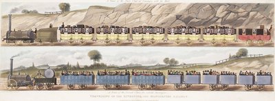Un treno di prima classe con la posta e un treno di seconda classe per passeggeri esterni da Isaac (after) Shaw