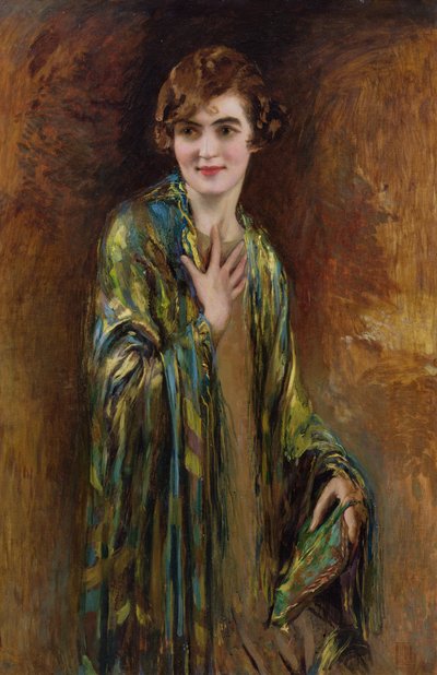 Ritratto di una ragazza con uno scialle verde, c.1920 da Isaac Cohen