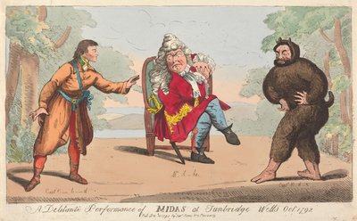 Eine Delitanti-Aufführung von Midas in Turnbridge Wells, Oktober 1792 da Isaac Cruikshank