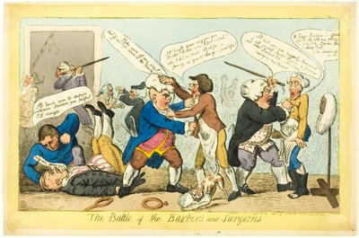 Battaglia di barbieri e chirurghi da Isaac Cruikshank