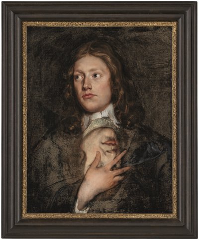 Ritratto di un gentiluomo, busto, con un altro ritratto sotto da Isaac Fuller