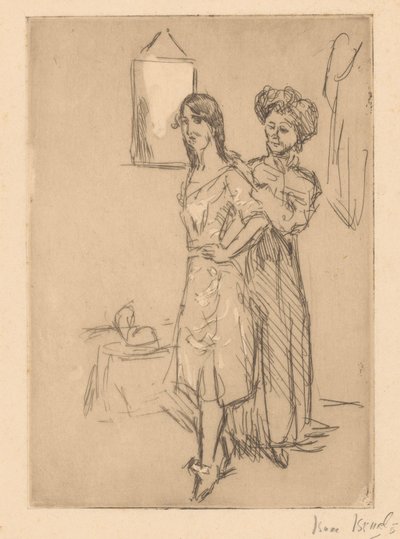 Giovane donna presso la modista da Isaac Israels (signed by artist)