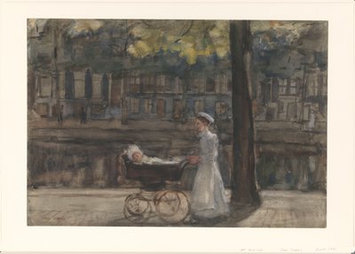 Cameriera con carrozzina sul Keizersgracht da Isaac Israels
