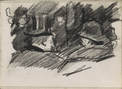 Uomo e donna con cappello, visti di spalle da Isaac Israels