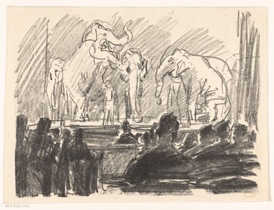 Esibizione di elefanti su un palco da Isaac Israels
