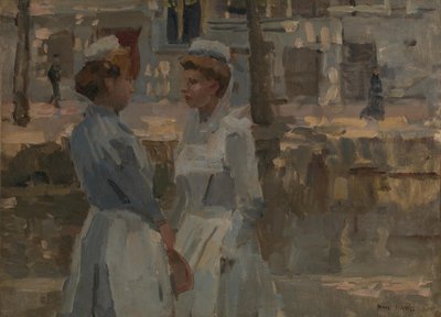 Due domestiche presso un canale da Isaac Israels