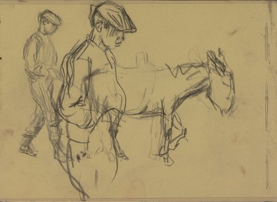 Due studi di un ragazzo con asino e un asino da Isaac Israels