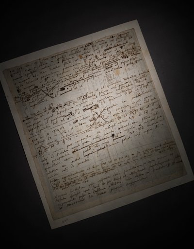 Due pagine di revisioni ai Principia Mathematica da Isaac Newton