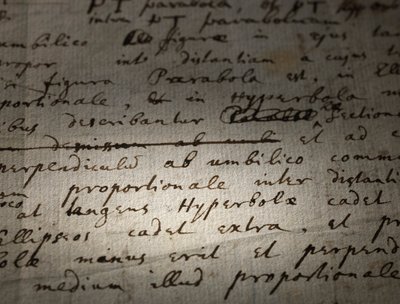 Due pagine di revisioni ai Principia Mathematica da Isaac Newton