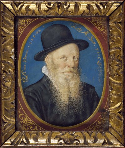 Uomo anziano con cappello nero, 1588 da Isaac Oliver