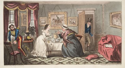 Un dandy del bagno e una fragile bellezza o il signor B. e la signorina L., da The English Spy, pub. 1824 da Isaac Robert Cruikshank