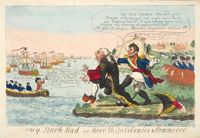 Boney Stark Mad o Più Navi Colonie & Commercio, pub. 1808 da Isaac Robert Cruikshank