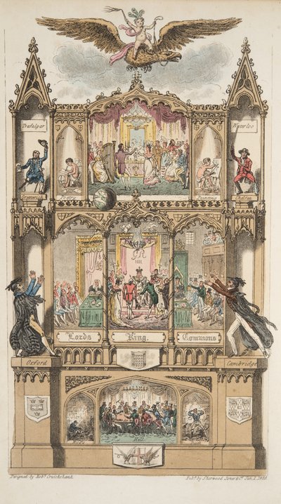 Frontespizio, da The English Spy, pub. 1824 da Isaac Robert Cruikshank