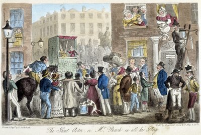 Guignol nelle strade di Londra - in "The English Spy" di C. Molloy Westmacott, ill. di Robert Gruikshand, Sherwood, Londra da Isaac Robert Cruikshank