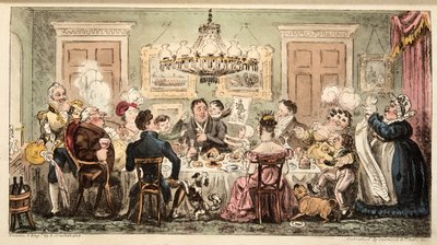 Liston e i Lambkins o la cena dei cittadini, da The English Spy, pub. 1824 da Isaac Robert Cruikshank