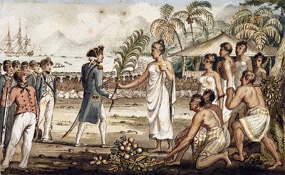 Oatehite, illustrazione da "I viaggi del Capitano Cook" da Isaac Robert Cruikshank