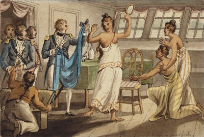 Otahitiano, illustrazione da "I viaggi del Capitano Cook" da Isaac Robert Cruikshank