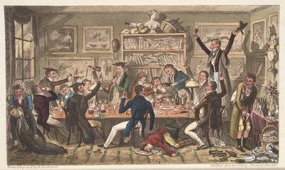 Trasporti di Oxford, o esili universitari, da The English Spy, pub. Londra, 1824 da Isaac Robert Cruikshank