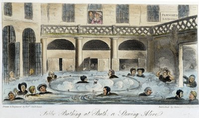 Bagno pubblico a Londra - in "The English Spy" di Charles Molloy Westmacott, disegno di Robert Cruikshank, edizione di Londra da Isaac Robert Cruikshank