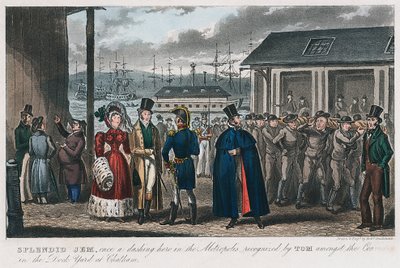 Splendido Jem tra i detenuti nel cantiere navale di Chatham, Kent, 1821 da Isaac Robert Cruikshank