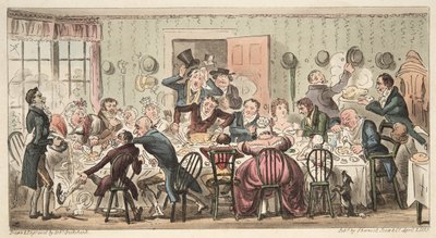 La domenica ordinaria dei cittadini alla Gate House Highgate; o, ogni maiale al suo melo, da The English Spy, pub. 1824 da Isaac Robert Cruikshank