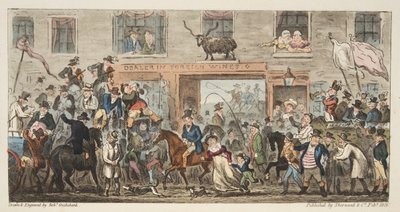 La processione comica da The English Spy, pub. 1824 da Isaac Robert Cruikshank