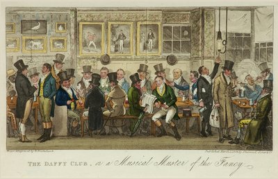 Il club Daffy, o una riunione musicale della fantasia, pubblicato nel 1824 da Isaac Robert Cruikshank