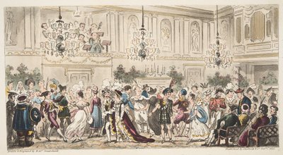 Il ballo in maschera alle Upper Rooms, Bath, da The English Spy, pubblicato a Londra, 1824 da Isaac Robert Cruikshank