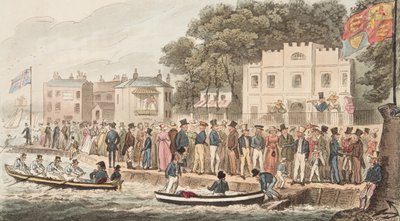 La passeggiata a Cowes, da The English Spy, pub. 1824 da Isaac Robert Cruikshank