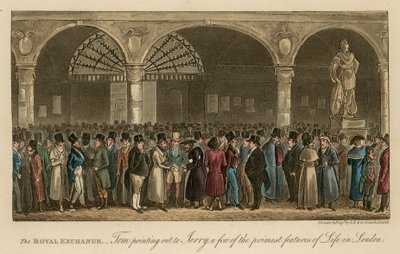 La Borsa: Tom che indica a Jerry alcune delle caratteristiche principali della vita a Londra da Isaac, Robert and George Cruikshank