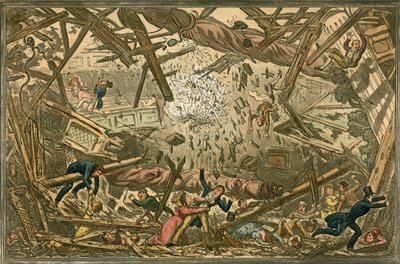 Il crollo del Teatro di New Brunswick, 28 febbraio 1828 da Isaac, Robert and George Cruikshank