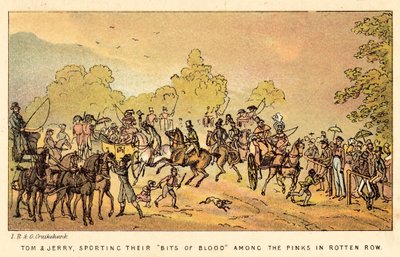Tom e Jerry, sfoggiando i loro Bits of Blood tra i pinks a Rotten Row da Isaac, Robert and George Cruikshank