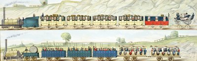 Viaggio sulla ferrovia Liverpool e Manchester, inciso da S.G. Hughes, c.1831 da Isaac Shaw