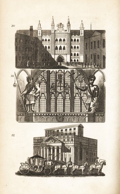 London Guildhall, Gog e Magog e la Mansion House da Isaac Taylor