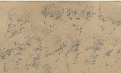 Foglio di studio con dieci teste da Isaac Walraven (possibly)