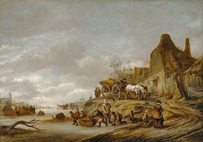 Gele del canale con carrello che scende lungo una pista ... da Isaack Jansz van Ostade