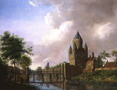 Una vista della Kleine Houtpoort, Haarlem da Isaac Ouwater