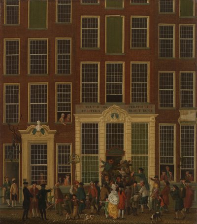 La libreria e agenzia di lotterie di Jan de Groot in Kalverstraat ad Amsterdam, 1779 da Isaac Ouwater