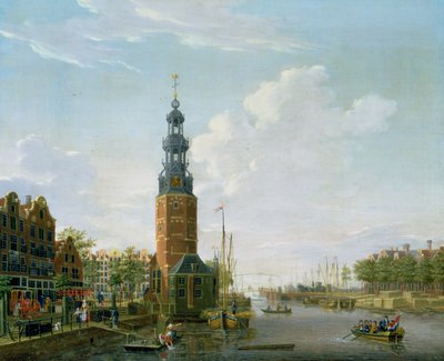 Veduta di Amsterdam con la torre Montelbaan sull